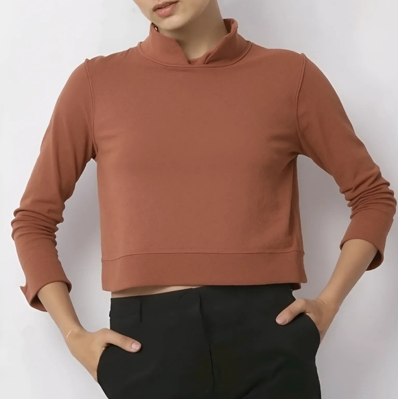 Athleta Nirvana Cropped Funnel Neck Orange Size XL Modal Tencal - Picture 1 of 4